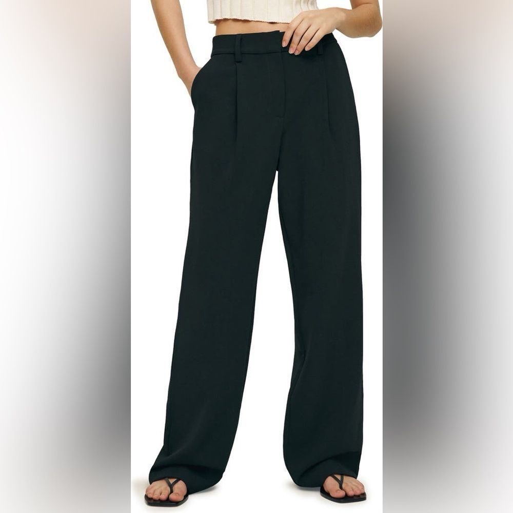 Reformation Alex Black Wide-Leg Pants Size 12